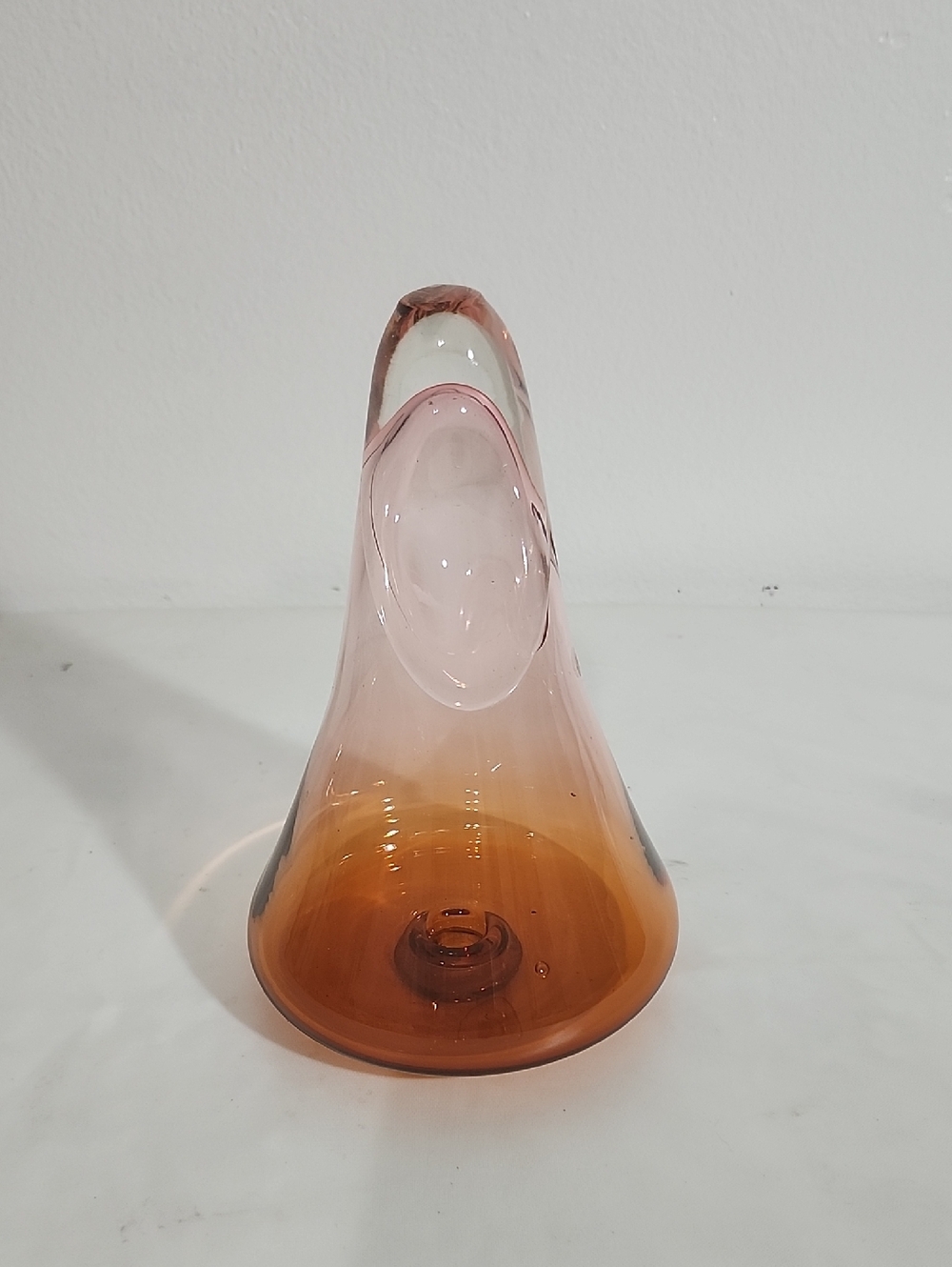 Handblown Amber and Pink Glass Accent Art